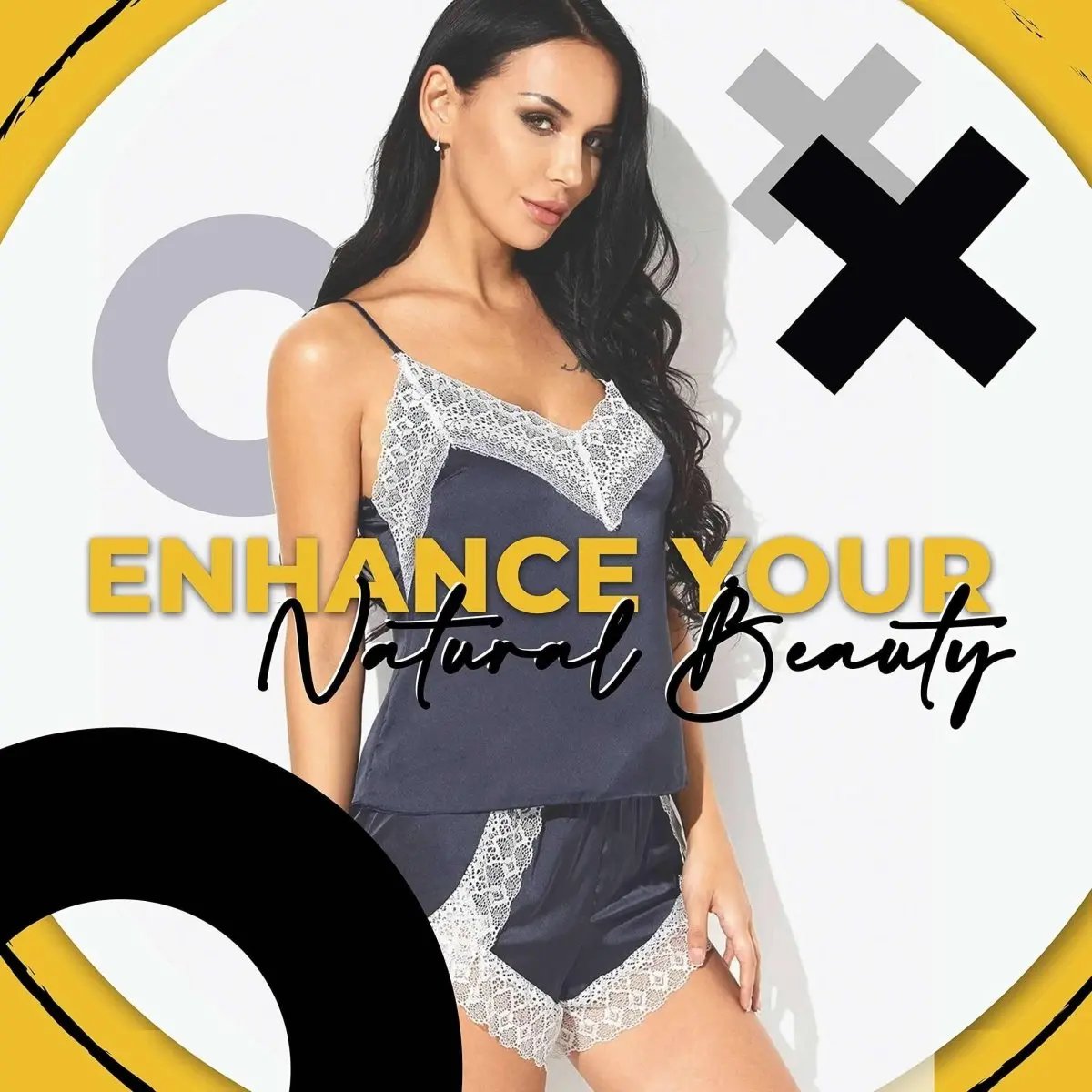 Love Salve Babydoll Cami Lingerie Sleeveless Nightwear for Women - PJ Pajama Camisole Silk Sleepwear - Love Salve